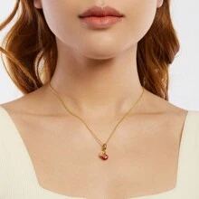 WOSTU 1pc 925 Sterling Silver Good Luck Red Chinese Elements Charm Beads Pendant Gold-Plated For Women Fit DIY Bracelet Necklace Original Fine Jewelry