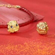 WOSTU 1pc 925 Sterling Silver Good Luck Red Chinese Elements Charm Beads Pendant Gold-Plated For Women Fit DIY Bracelet Necklace Original Fine Jewelry