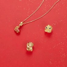 WOSTU 1pc 925 Sterling Silver Good Luck Red Chinese Elements Charm Beads Pendant Gold-Plated For Women Fit DIY Bracelet Necklace Original Fine Jewelry