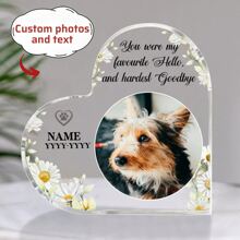 You Smiled With Your Eyes Custom Dog Acrylic Plaque, Personalized Heart Shaped Deceased Pet Plaque, Pet Memorial Gifts,Four Patterns To Choose From