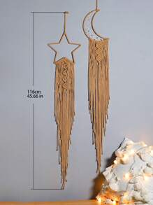 Set de 2 atrapasueños tejidos a mano con estrellas y luna, decoración de pared bohemia, arte de pared, decoración colgante adecuada para el hogar, la boda, la sala de estar, el dormitorio y regalos festivos (sin luz), decoración del hogar, decoración de la habitación, decoración de pared