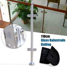 XIANXUS Poste de barandilla de 110cm para pasamanos de balcón, poste de guarda de acero inoxidable - Plateado - Ver 6