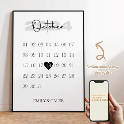 1 Stück personalisiertes Leinwand-Wandbild mit Datum für Valentinstag, individuelles einzigartiges Geschenk für Ehemann, Jahrestags-Geschenk für Ehefrau, Poster für Zuhause, Geschenk für den Tag, an dem wir uns kennengelernt haben, stilvolle, aufwendige personalisierte einzigartige Geschenke für Freunde, Sohn, Studenten, Tochter, Mitarbeiter für Jahrestage, Valentinstag, Muttertag, Geburtstage, Kindertag, Abschluss, Hochzeit, Vatertag, Einweihung, Schule, Zuhause, Büro