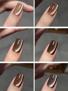 MISS SHAKA 10ml Autumn Moon Night Cat Eye Gel Nail Polish Nail Art Nail Salon Special For Autumn And Winter Black Clever Amber Brown Glass Bead Nail Gel Nail Supplies Christmas Nails