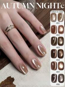 MISS SHAKA 10ml Autumn Moon Night Cat Eye Gel Nail Polish Nail Art Nail Salon Special For Autumn And Winter Black Clever Amber Brown Glass Bead Nail Gel Nail Supplies Christmas Nails