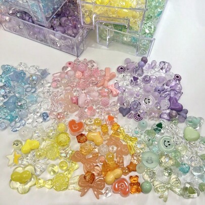 50g/Pack Acrylic Bead Assorted Color Mix, Handmade DIY Wholesale For Necklace, Phone Chain, Jewelry Making Materials