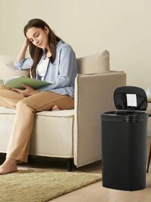 2/3 Set 13 Gallon Trash Can Kitchen Trash Can Automatic Garbage Can With Lid Touch Free High-Capacity Motion Sensor For Home Kitchen Bedroom Bathroom Office - 粉色 - 查看 1