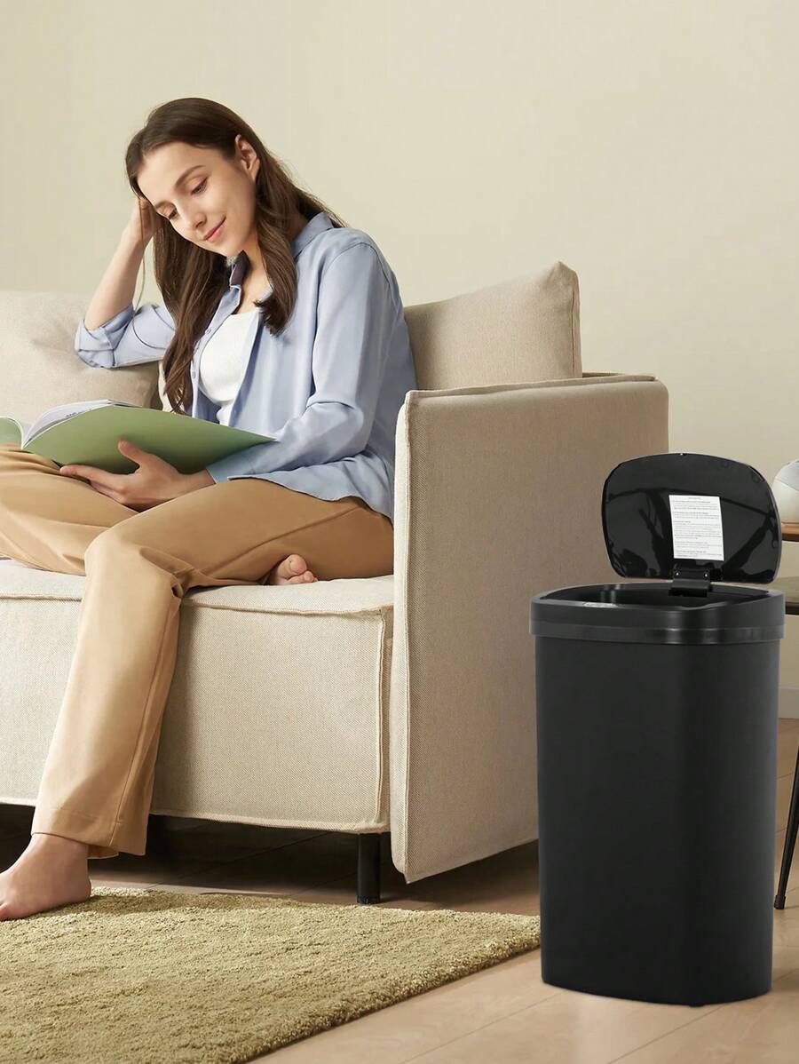 2/3 Set 13 Gallon Trash Can Kitchen Trash Can Automatic Garbage Can With Lid Touch Free High-Capacity Motion Sensor For Home Kitchen Bedroom Bathroom Office - 粉色 - 查看 1