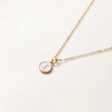 1pc Initial Letter A-Z Pendant Necklace, Gold Color Disc Charm Necklace, Suitable For Birthday, Mother's Day, Valentine's Day, Daily Wear Valentines,Mom,Mother,Mother's Day,Gift