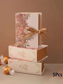 1/3/5 件书形礼品盒，带丝带纸板糖果巧克力礼品包装盒，适用于派对、婚礼、生日书形礼品盒，带丝带糖果巧克力礼品盒，适用于婚礼生日乔迁喜糖容器父亲节礼品盒