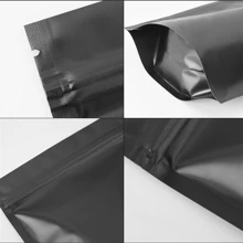 50PCS/100PCS Black Thick Reusable Zip Lock Mylar Foil Stand Up Gift Bags, Long Term Food Storage Resealable Zipper Close Doypack, Packaging Chocolate Tea Coffee Dried Fruits Powder Candy Meat, Holiday Party Favors Gift Wrapping Decorations - Black - View 8