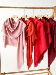 1 件优质春季新款亚麻 130 厘米方形披肩，纯色真丝围巾/披肩，适合女士 - 多色 - 查看 2