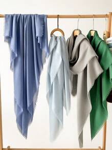 1 件优质春季新款亚麻 130 厘米方形披肩，纯色真丝围巾/披肩，适合女士 - 多色 - 查看 3