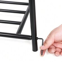 SONGMICS Appendiabiti con 2 Ripiani Portaoggetti Portascarpe, Struttura in Metallo, Salvaspazio, Ideale in Camera da Letto, Corridoio, Ufficio e Altre Stanze, Bianco/Nero - Taglia unica nera - Visualizzare 6
