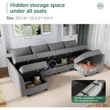 Convertible Sectional Sofa With Ottman Set Modular Sectional Couch With Chaise L Shaped Sofa With Storage For Living Room, Grey - 灰色 - 查看 2