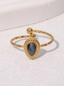 1 Stück eleganter vintage Design luxuriöser goldbeschichteter Edelstahl Tropfenring, geeignet für Damen für Alltag, Dates und Feiern