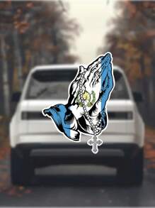 Guatemalan-Inspired Praying Hands Sticker, Waterproof PET Vinyl Decal, For Laptops, Helmets, Motorcycles - Versatile Car Sticker, Auto External Accessory - Multicolor - View 4