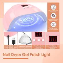 coscelia 32pcs/Set 7ml Gel Nail Polish Kit, Includes UV Lamp And USB Nail Drill, Autumn/Winter Colors With Red, Gold, Silver Glitter, Base Coat And Matte Top Coat, Suitable For Women To DIY Nail Salon At Home - Multicolor - View 2