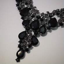 1 套女士首饰套装：项链和耳环，水钻镶嵌，时尚优雅，适合新娘、婚礼、宴会、正式场合