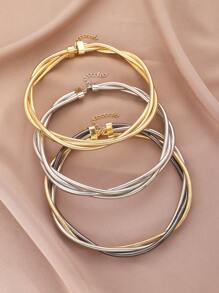 1pc Fashionable Minimalist Snake Bone Woven Necklace/Choker, Suitable For Women's Daily, Banquet And Party Wear