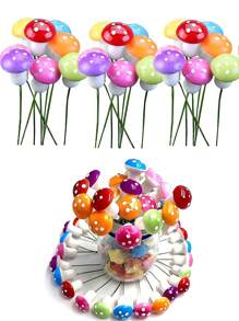 20pcs-Mushroom Mini Small Mushroom Miniature Colored Mushroom Artificial Fairy Garden Ornament Flowerpot Miniature Landscape Decoration Outdoor Birthday Home Office Garden Party,For Miniature Gardening, Glass Containers, Potted Plant Decorations