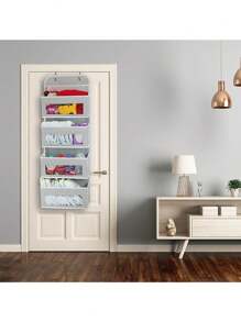 Organizador De 4 Bolsillos Transparentes Para Colocar Sobre Colgable - Gris Claro - Ver 7
