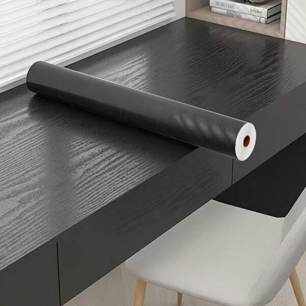 1 Roll Black Wood Grain Removable Peel And Stick Waterproof PVC Wallpaper, Oil Resistant, Suitable For Kitchen, Bedroom, Living Room, Countertops, Furniture, Bathroom Renovation,Renovation Stickers Peel Wall Panels,Wall Paper, Wallpapers,Spring Decoration Items Refesh Your Home,Rama Decoration Stickers Gifts Birthday Graduation Wall Stickers Room Decor Wall Decor Wall Sticker