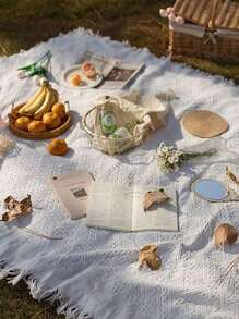 1 Piece Of White Picnic Mat Moisture-Proof Blanket, Suitable For Outdoor Camping, Backyard Picnics, Camping Picnic Mat Picnic Cloth Moisture-Proof Thick Tent Floor Mat Beach Blanket French Outdoor Equipment Photography