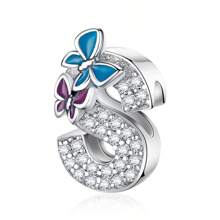 Easvnya Silver Butterfly Cubic Zirconia Letter A-Z Pendant, Suitable For Handmade Bracelet Necklace Minimalist Fashionable Jewelry DIY, Women Birthday Party Gift
