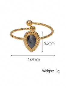 1 Stück eleganter vintage Design luxuriöser goldbeschichteter Edelstahl Tropfenring, geeignet für Damen für Alltag, Dates und Feiern