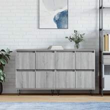 Stylish Grey Sonoma Engineered Wood Sideboard Set Of 2 For Modern Home Storage And Organization - Grey - View 1