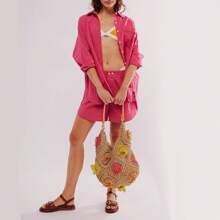 New Arrivals Casual Oversized Shirts - Red - View 3