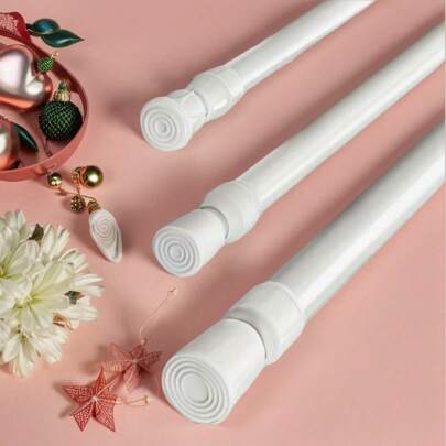 FEPK 1pc Multi-Function No-Drill Spring Telescopic Rod, Adjustable Clothes Hanger Rod, Closet Support Rod, Cabinet Support Rod, Shoe Rack, Storage Organizer Rod, Shower Curtain Rod, For Home & Bathroom, Bathroom Accessories, Room Decor