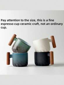 1 pièce / 2 pièces / 4 pièces Tasse à café italienne en céramique avec manche en bois, tasse à thé avec manche en santal, infuseur à thé et couvercle, tasse à thé en céramique avec manche en bois japonais, petite tasse à café en porcelaine avec dégradé de glaçure, petite tasse à thé de type Kung Fu en céramique. Coffret cadeau adapté pour le thé de l'après-midi, tasse à expresso italienne, mini tasse à café japonaise simple - Multicolore - Voir 3