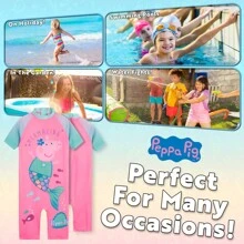 Peppa Pig Swimming Costume Summer Holiday Short Sleeve Swimwear One Piece Swimsuit - Pink - View 4