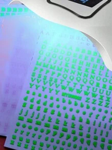 1/7 张 3D 字母指甲贴纸 7 种混合颜色字母指甲贴纸全息小字母指甲贴纸，1 件/7 件 3D 彩色字母自粘指甲贴花适用于女士女孩指甲 - 彩色 - 查看 10