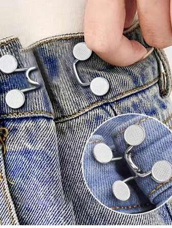  1 pieza/2 piezas Botón ajustable de metal para la cintura, apto para pantalones, vaqueros y cierre de cintura, broches de corsé reutilizables