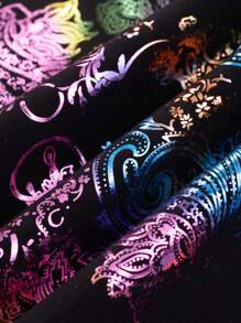 Men's Long Sleeve Button Front Patterned Casual Shirt, Minimalist Design, For Fall - Black - View 7