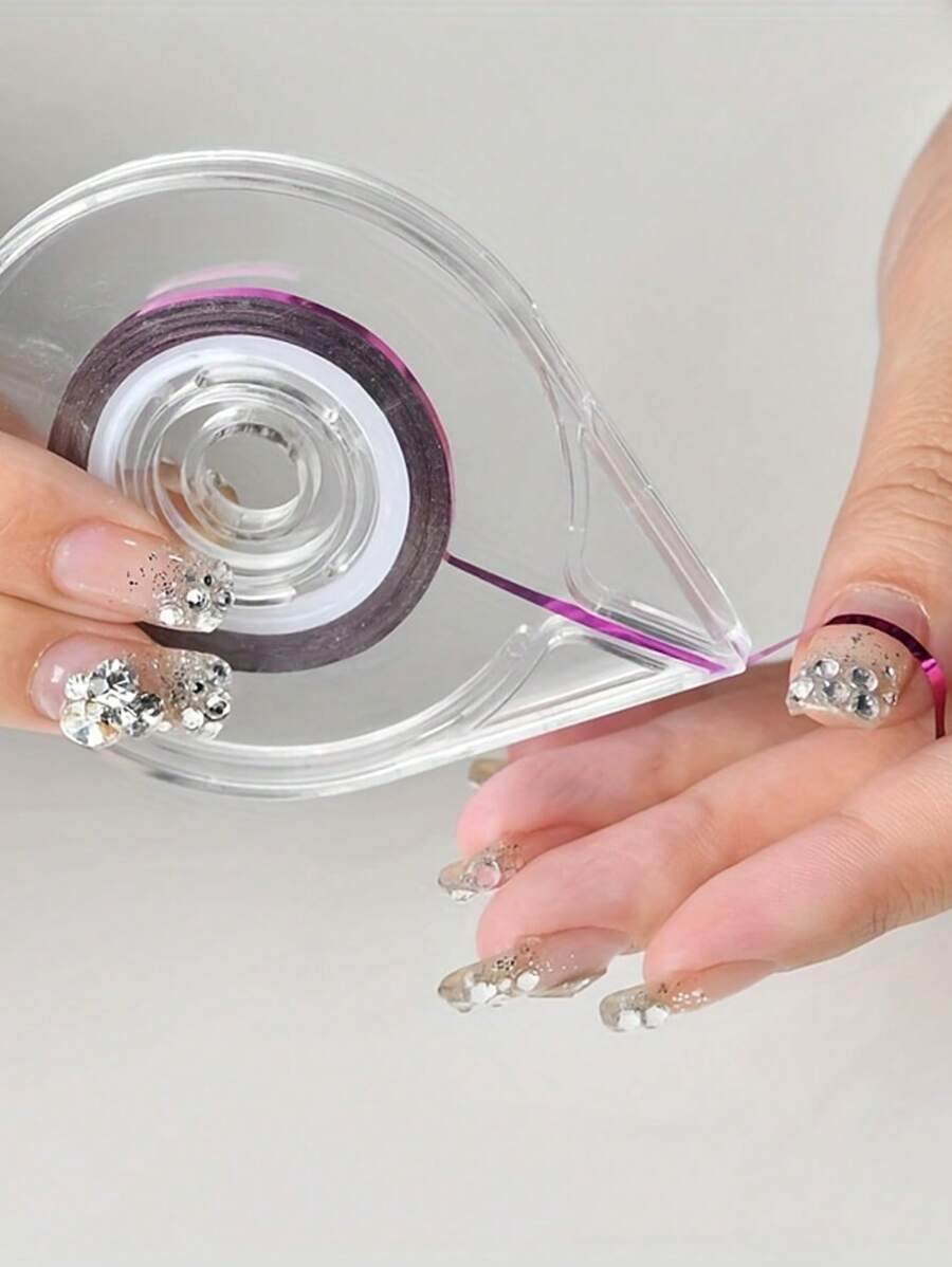 1pc Nail Art Gold & Silver Striping Tape Box, Nail Painting Tool - Clear - View 1