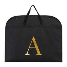Clothing Dust Cover Men Western-Style Clothes Storage Bags Moisture-Proof Clothing Organizer Hanging Garment Bags Stuff Bag Initial Name A To Z Gold Letter Print Portable Foldable Clothes Storage Pouch For Outdoor Holiday Travel Accessories - Black - View 9
