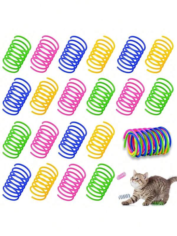 Conjunto de 10/20/30 peças de brinquedo de mola de cor aleatória para amantes de gatos e mães de gatos, aproximadamente 5 cm, adequado para todos os amantes de gatos e mães de gatos, uso interno e externo