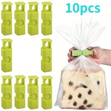 10pcs Superior Bread Bag Clips - HDPE Sealed Clips With Easy Squeeze Lock, Airtight Seal, Space Saving, For Freshness Of Various Bags, Essential Kitchen Accessory