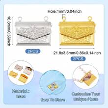 4pcs/20pcs Brass Locket Pendants Heart/Rectangle Photo Frame Charms For Anniversary Birthday Valentine's Day Necklace Gifts DIY