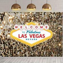 Luxury "Welcome To Las Vegas" Movie Theme Photography Background - Gold Luxury Ball Dress Up Party Decoration, Polyester Material, Multiple Sizes To Choose From - Multicolor - View 1