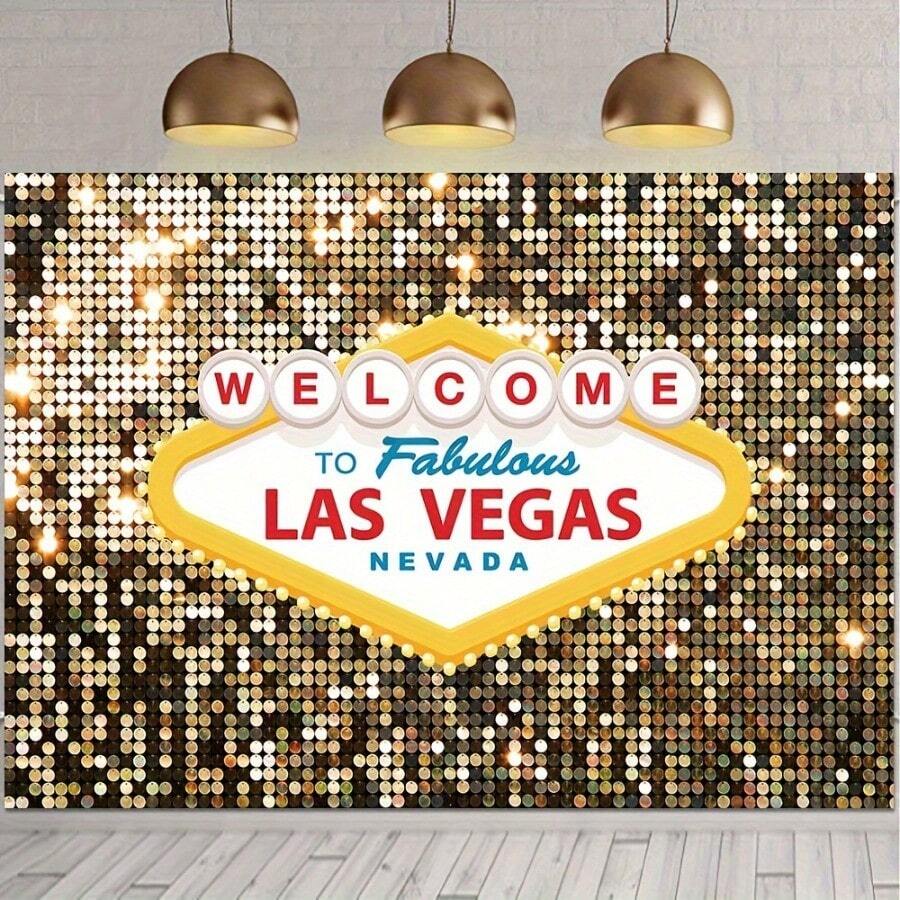 Luxury "Welcome To Las Vegas" Movie Theme Photography Background - Gold Luxury Ball Dress Up Party Decoration, Polyester Material, Multiple Sizes To Choose From - Multicolor - View 1