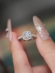 1 Peça Anel de Noivado de Moissanite de Alta Qualidade com 0,5/1/2 Quilates, Brilhante Perfeitamente, em Prata Esterlina 925, Elegante Anel de Casamento para Mulheres, Adequado para Propostas e Ocasiões Especiais