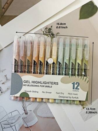 Funfull 12 piezas de resaltadores de Biblia, colores vintage, 12 paquetes, resaltadores que no desangran, resaltadores de Biblia, resaltador de bolígrafo de gel