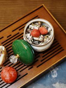 1pc Multi-Color Enamel Jar With Lid, Household Kitchen Storage Container For Spices, Sugar, Seasonings. Living Room Storage For Coffee Beans, Tea Leaves, Herbal Tea. Luxury Gift Jar For Elders And Relatives. - Multicolor - View 3