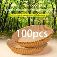 100pcs Paper Air Fryer Liners, Non-Stick Baking Paper, Compatible With Most Air Fryers Air Fryer Kitchen Air Fryer Liners Air Fryer Paper Airfryer Air Frier.Paper Air Fryer Liners, Parchment Paper For Baking, Non-Stick Steamer Mat For Cooking