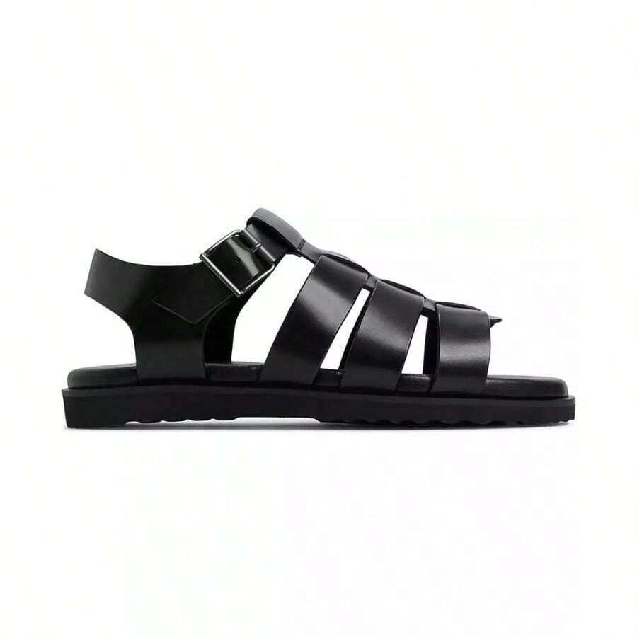 Men's Darby Leather Fisherman Sandals - Black - View 1